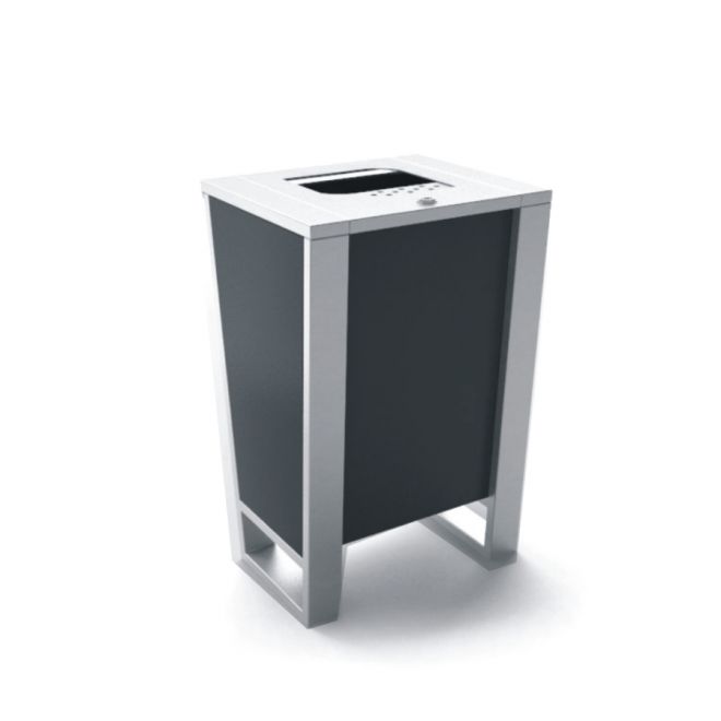 Metallinen Ryga Bin Dark -roskakori tyylikkäällä mustalla ja hopeisella viimeistelyllä.