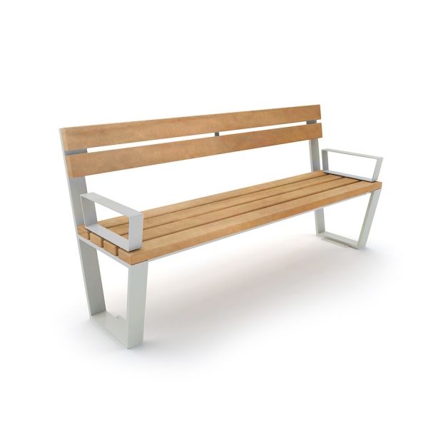 Puupenkki metallisilla käsinojilla - Ryga Bench