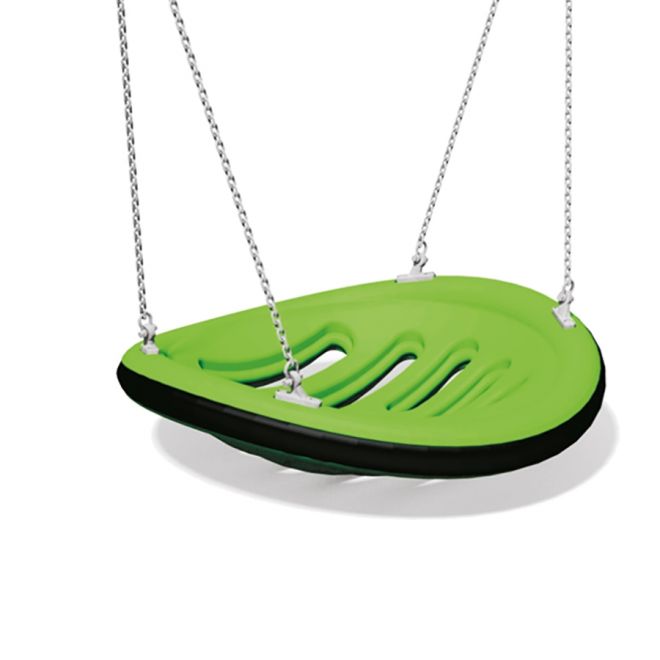 Vihreä Swing Seat GBNS keinutuoli metalliketjuilla.