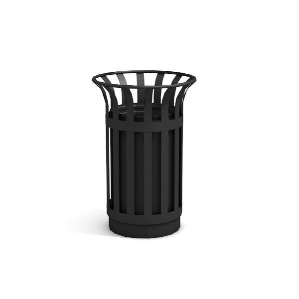 Mustan metallinen Sofia Bin roskakori.