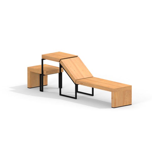 Thor deckchair with Stool, moderni puinen lepakkotuoli jakkaralla.
