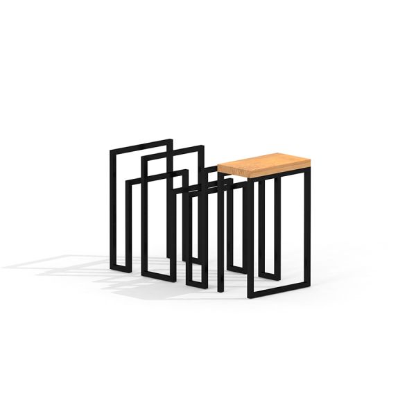 Thor bike stand with shelf, terästeline puisella hyllyllä.