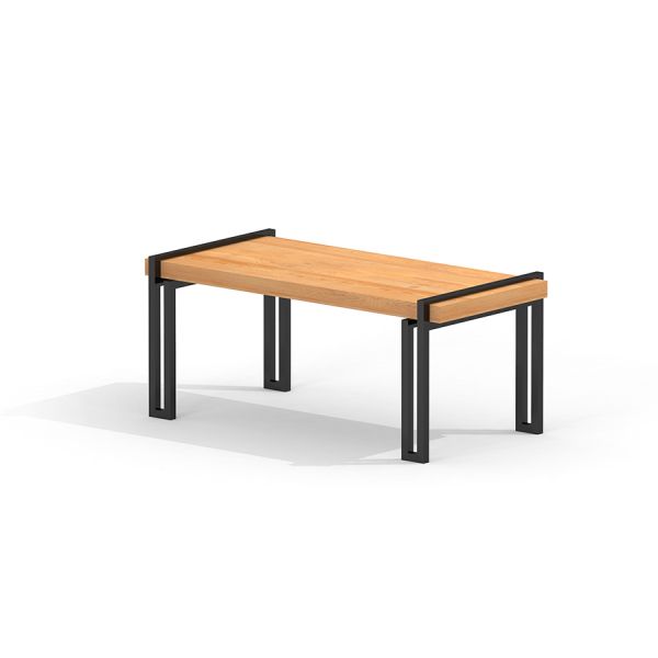 Thor table, minimalistinen puupöytä mustilla metallijaloilla.
