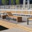 Thor long bench modernilla terassilla.