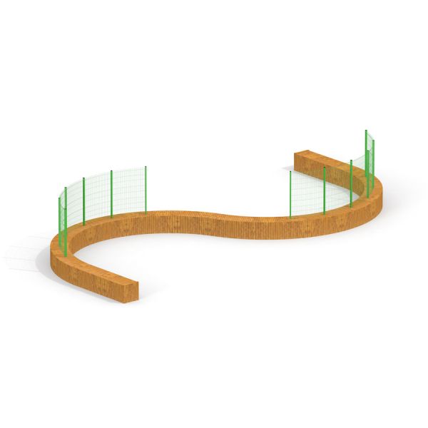 Multiarena Wooden kaareva aidattu pelikenttä.