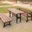 Bordeaux Bench w/o Backrest ja pöytä puistossa