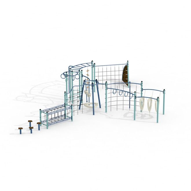 Polaris leikkipuiston monipuolinen kiipeily- ja tasapainorata lapsille.