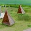 Tipi Nature puinen lasten leikkimökki nurmikolla leikkipuistossa.