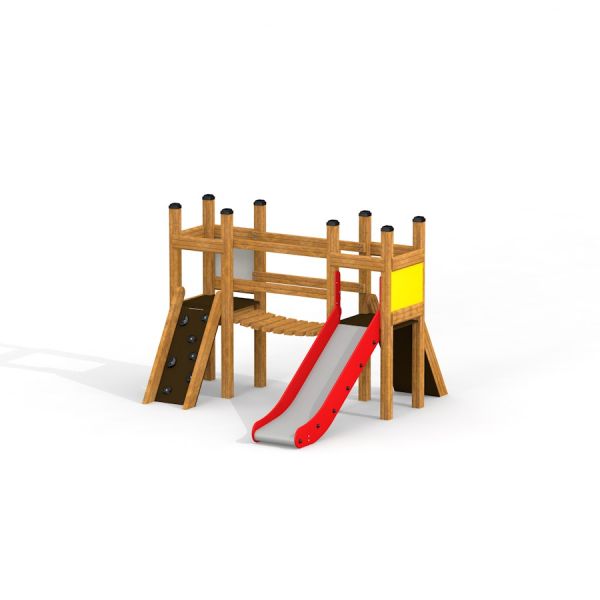 Ulkoiluleikkipaikka lapsille Mini Play II, liukumäki ja kiipeilyseinä.