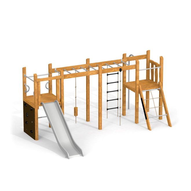 Zebra Uvala single slide -puinen lasten leikkipuisto liukumäellä ja kiipeilyosilla