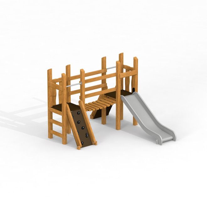 Mini Play Uvala lasten monitoimirata, jossa liukumäki ja kiipeilyseinämä.