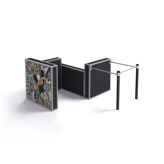 Pieni parkour-setti, jossa on graafinen kuvio.