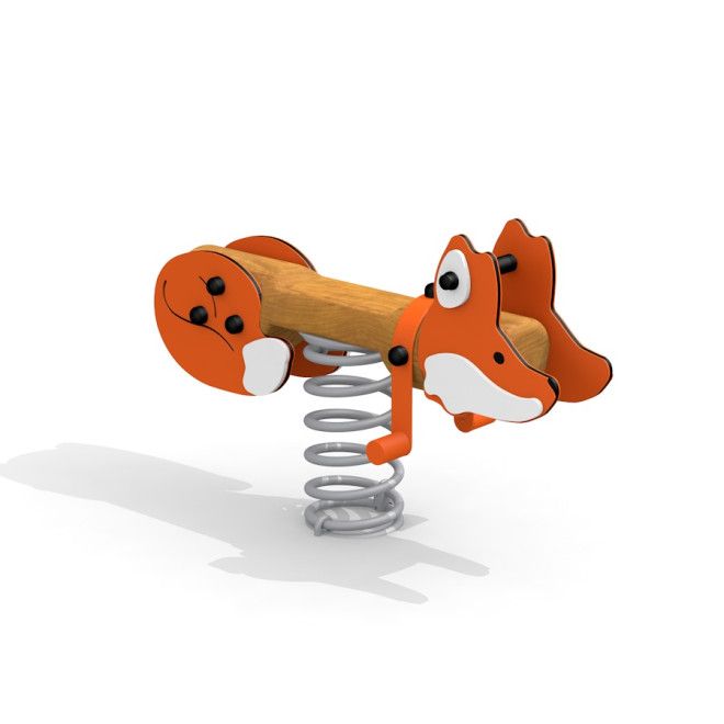 Fox rocking keinuva leikkipaikan oranssi kettu keinu, metallijousi jalustana.