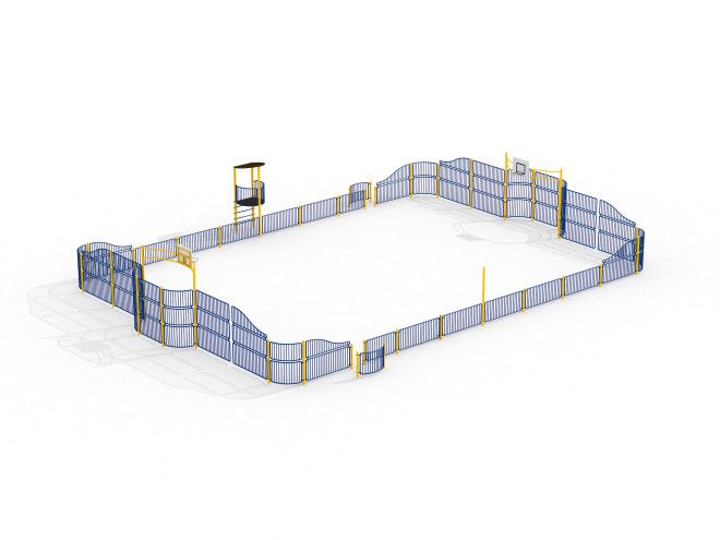Camp Nou urheilukenttä modulaarisella aidalla.