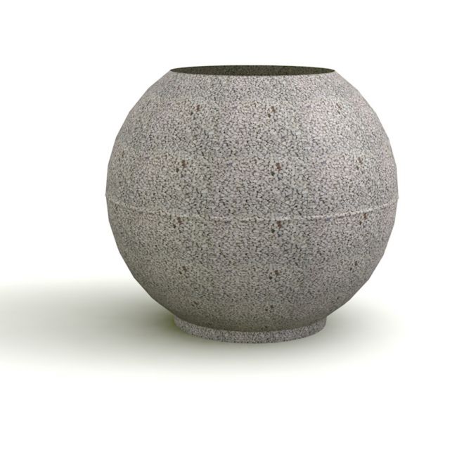 Pallomainen harmaa betonirakennelma nimeltä Globe.