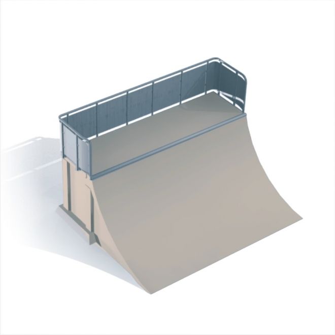 Quarter- Pipe korkea  iso skeittiramppi metalliaidoilla