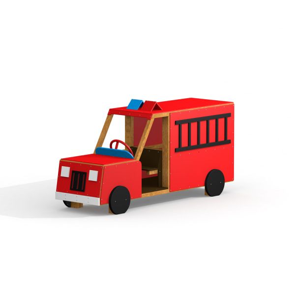 Punainen Paloauto-leikkikalu lasten leikkipaikalle.
