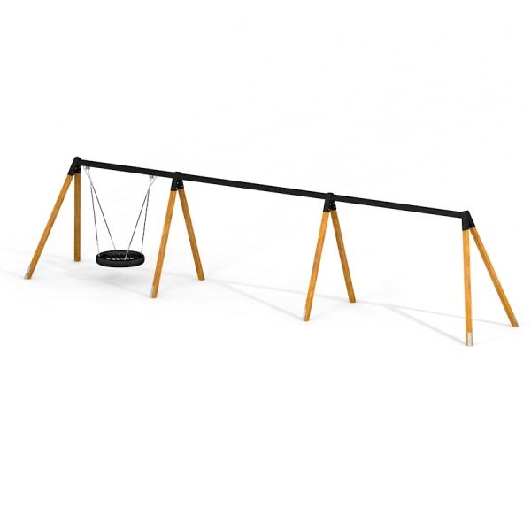Keinuteline linnunpesä Ø 90 cm + 4 puurunko ja musta istuin.