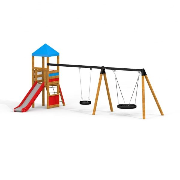 Lintukeinu torni Bird Nest Swing with Tower (BNS 90 cm) ja liukumäki.